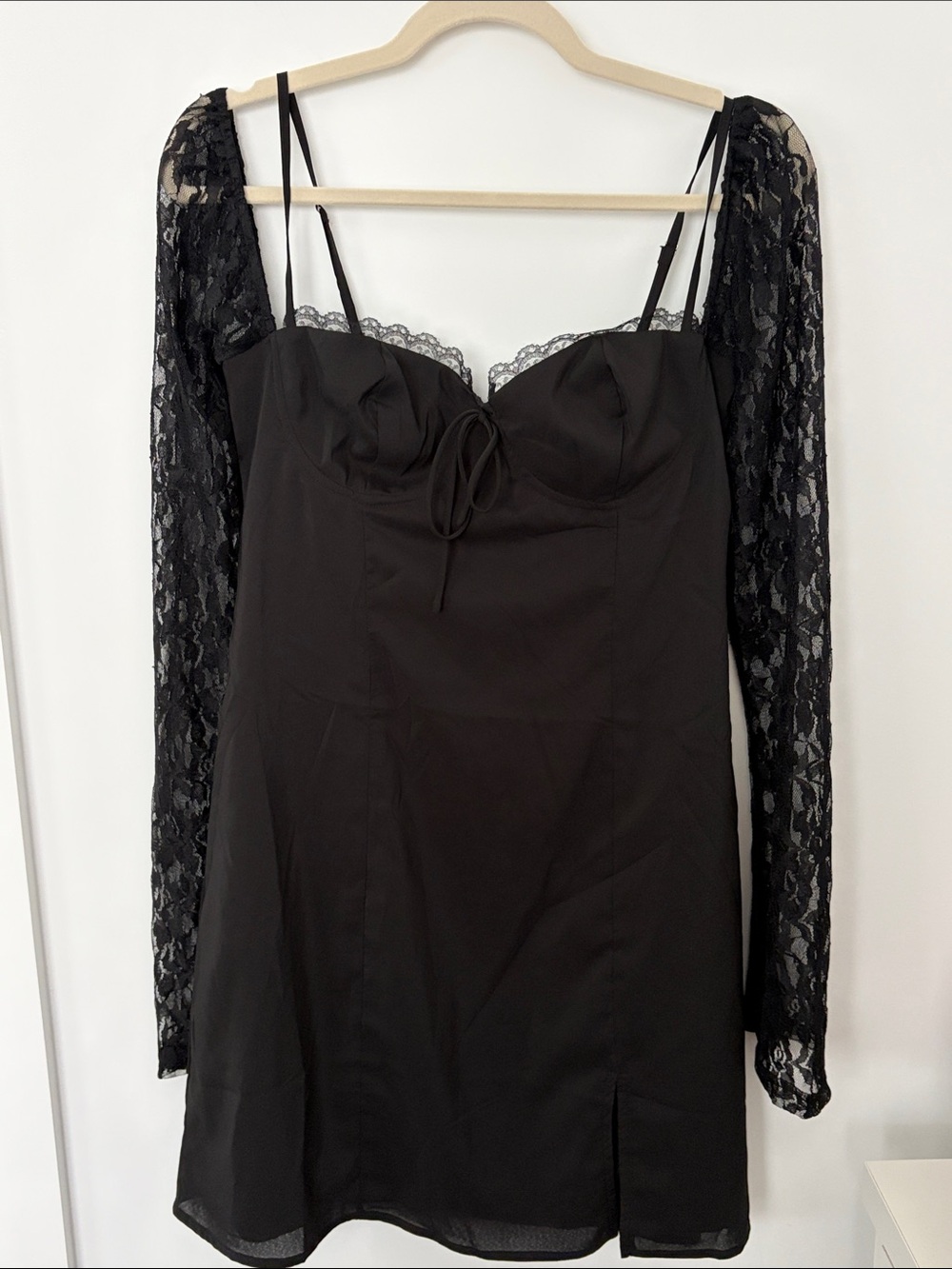 Princess Polly Black Lace Sleeve Slip Dress